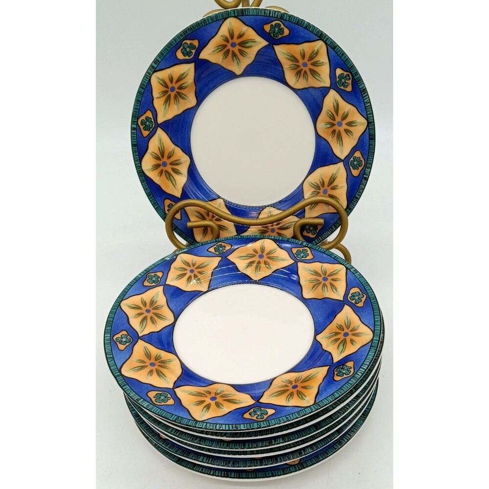 Sakura 1998 Art Of Dining Snowbone China Set Of 7 Starburst Dessert Bread Plates